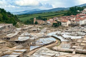 view of salt pans in the Anana Salt Valley in Spain