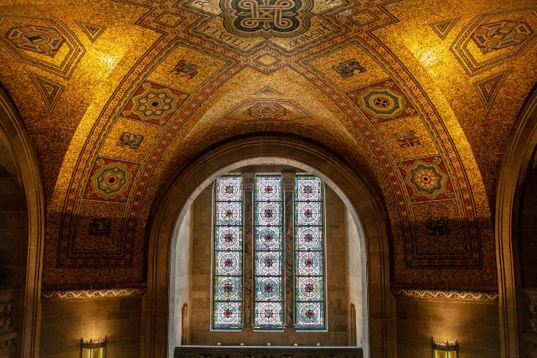 richly decorated ceiling at the ROM