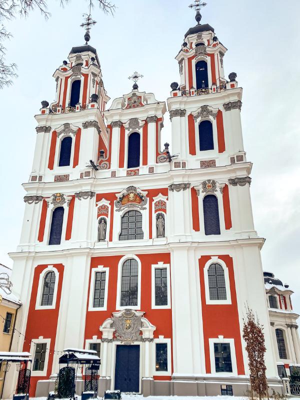 red and white Vilnius Orthodox Church