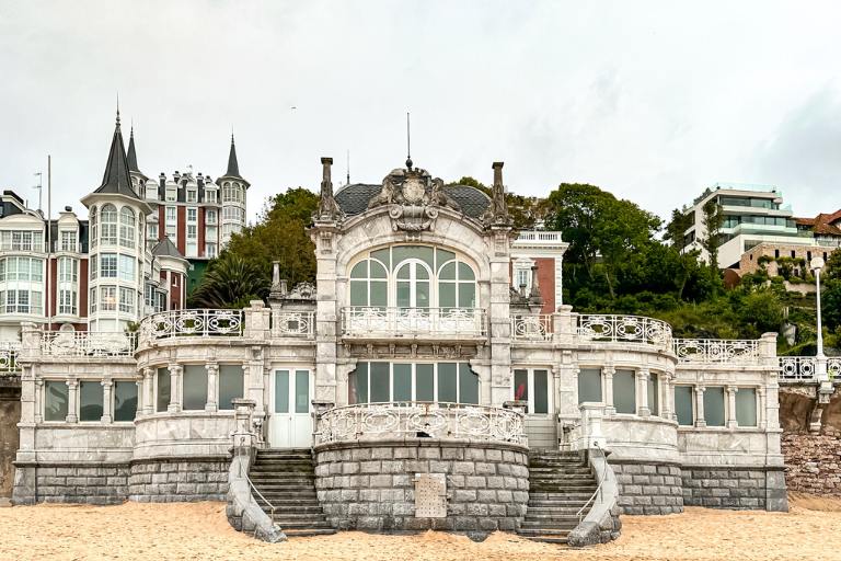 belle epoque style building on a beach in San Sebastian