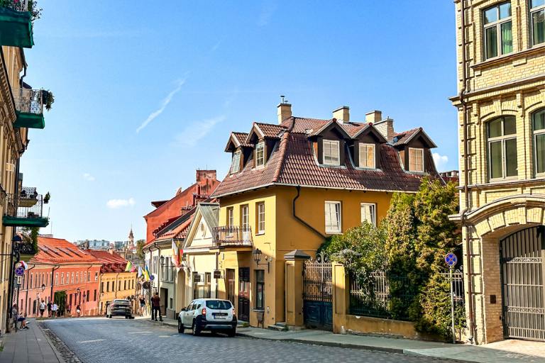 colourful homes along a street in Vilnius