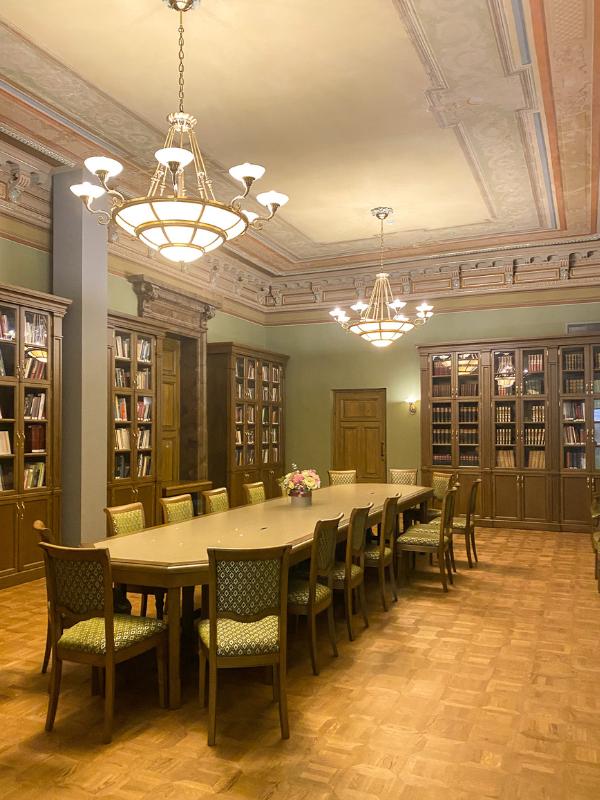 library with a long table