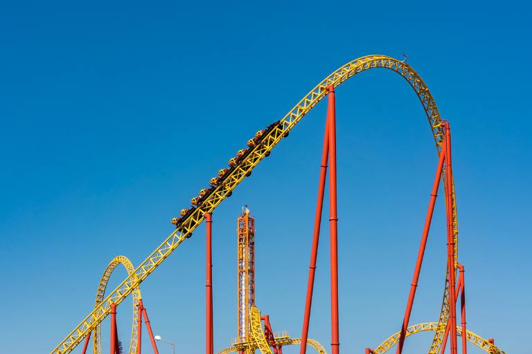 cart going down a rollerocoaster