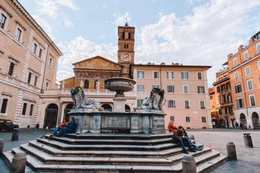 stairs of a fountain in front of a building in Rome | Grand Tour of Europe