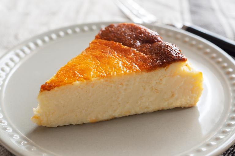 a slice of san sebastian cheesecake