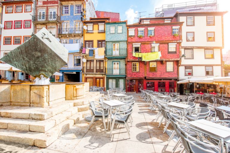 A square in the Ribeira district in Porto 