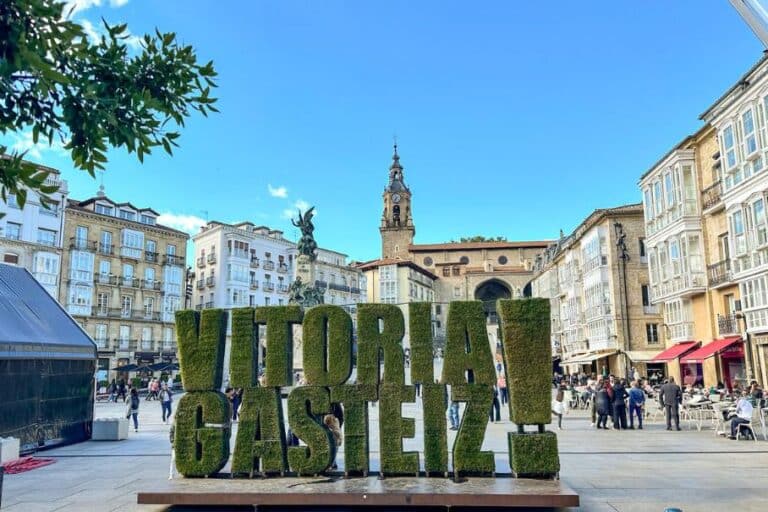 vitoria-gasteiz sign in the main square