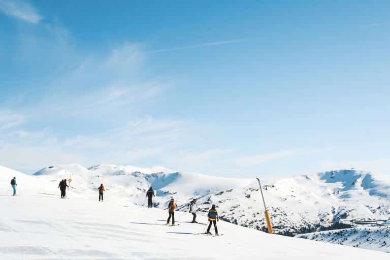 Skiiers in the French Alps