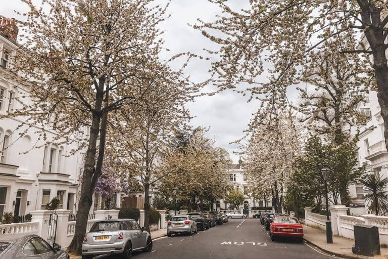 london street in spring