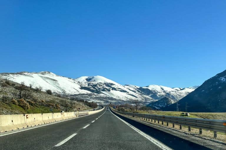 open road with mountains