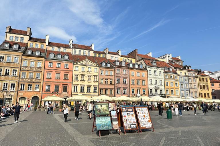 Warsaw Old Town square with patios